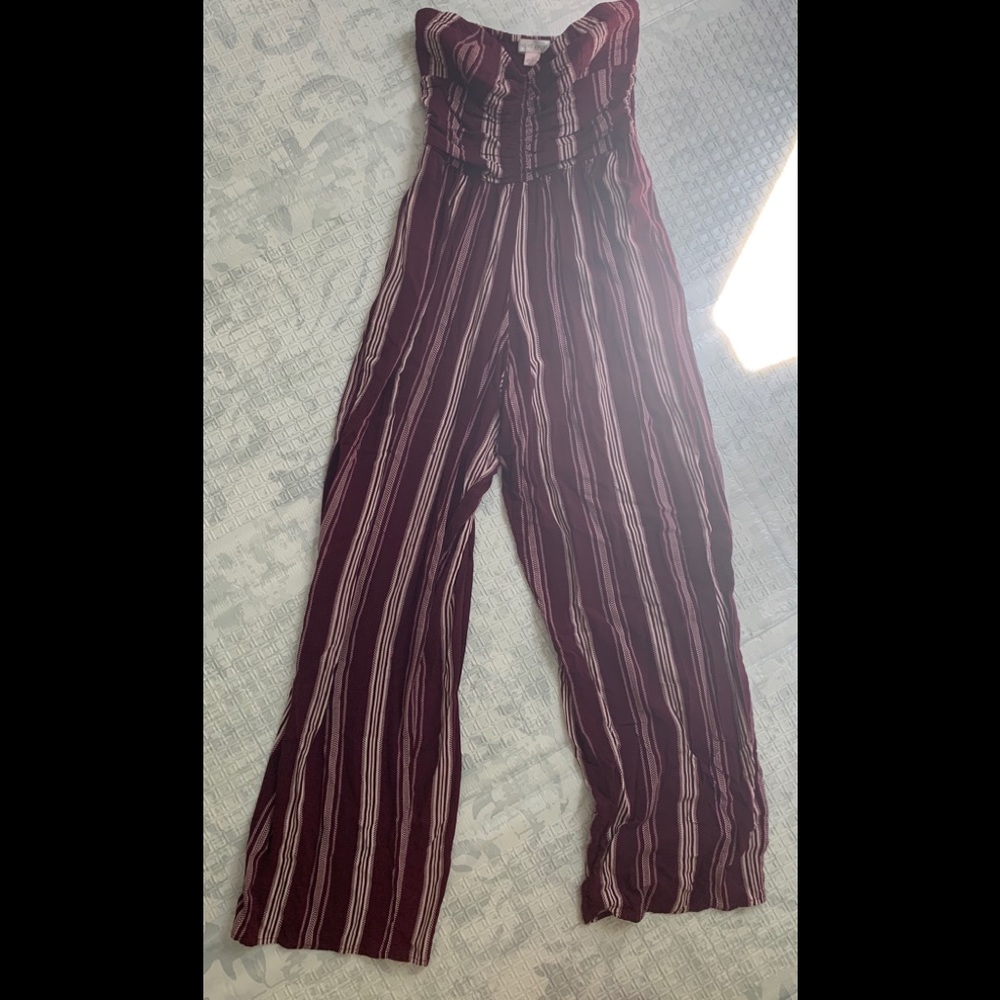 Band Of Gypsies Stripes Strapless Jumpsuit Romper